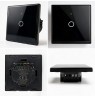 Qoltec 52711 Smart Touch 1-Gang Light Switch | Wi-Fi | Timer | Tuya | Smart Life | Tempered Glass | Black
