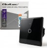 Qoltec 52711 Smart Touch 1-Gang Light Switch | Wi-Fi | Timer | Tuya | Smart Life | Tempered Glass | Black