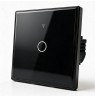Qoltec 52711 Smart Touch 1-Gang Light Switch | Wi-Fi | Timer | Tuya | Smart Life | Tempered Glass | Black