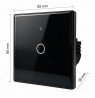 Qoltec 52711 Smart Touch 1-Gang Light Switch | Wi-Fi | Timer | Tuya | Smart Life | Tempered Glass | Black