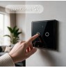 Qoltec 52712 Smart Touch 2-Gang Light Switch | Wi-Fi | Timer | Tuya | Smart Life | Tempered Glass | Black