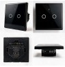 Qoltec 52712 Smart Touch 2-Gang Light Switch | Wi-Fi | Timer | Tuya | Smart Life | Tempered Glass | Black