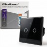 Qoltec 52712 Smart Touch 2-Gang Light Switch | Wi-Fi | Timer | Tuya | Smart Life | Tempered Glass | Black