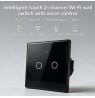 Qoltec 52712 Smart Touch 2-Gang Light Switch | Wi-Fi | Timer | Tuya | Smart Life | Tempered Glass | Black