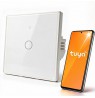 Qoltec 52715 Smart Touch 1-Gang Light Switch | Wi-Fi | Timer | Tuya | Smart Life | Tempered Glass | White