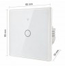 Qoltec 52715 Smart Touch 1-Gang Light Switch | Wi-Fi | Timer | Tuya | Smart Life | Tempered Glass | White