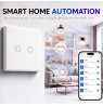 Qoltec 52716 Smart Touch 2-Gang Light Switch | Wi-Fi | Timer | Tuya | Smart Life | Tempered Glass | White