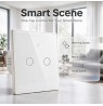 Qoltec 52716 Smart Touch 2-Gang Light Switch | Wi-Fi | Timer | Tuya | Smart Life | Tempered Glass | White