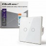 Qoltec 52716 Smart Touch 2-Gang Light Switch | Wi-Fi | Timer | Tuya | Smart Life | Tempered Glass | White