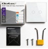 Qoltec 52716 Smart Touch 2-Gang Light Switch | Wi-Fi | Timer | Tuya | Smart Life | Tempered Glass | White