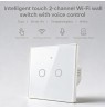 Qoltec 52716 Smart Touch 2-Gang Light Switch | Wi-Fi | Timer | Tuya | Smart Life | Tempered Glass | White