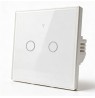 Qoltec 52716 Smart Touch 2-Gang Light Switch | Wi-Fi | Timer | Tuya | Smart Life | Tempered Glass | White