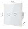Qoltec 52716 Smart Touch 2-Gang Light Switch | Wi-Fi | Timer | Tuya | Smart Life | Tempered Glass | White