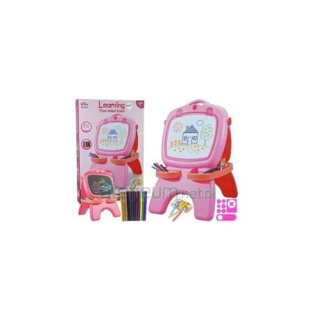 Double-sided magnetic chalk board Pink with templates