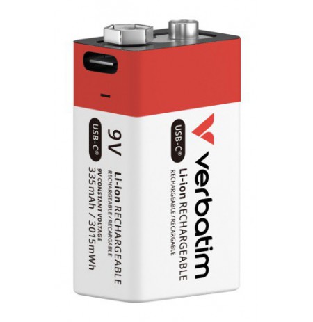 Verbatim 30251 USB-C Įkraunama baterija Li-ion 9V 335mAh (1 vnt pakuotėje)