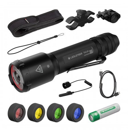 Ledlenser TAC6R Black Case hunting/tactical flashlight set