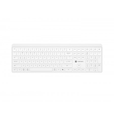 Natec Tang US wireless keyboard BT + 2.4 GHz quiet Slim white