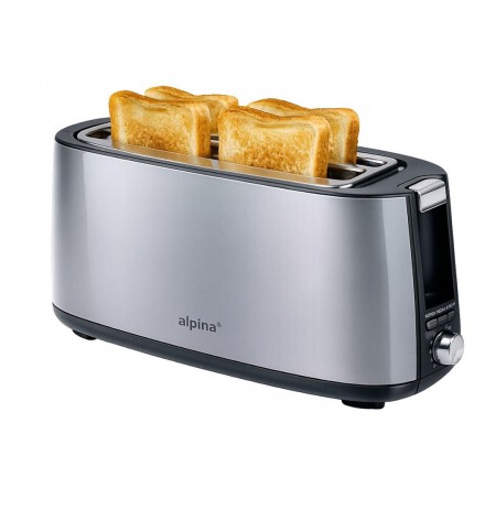 ALPINA 1400W Toaster, Silver