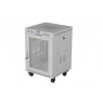 19" 15U 600 × 800 GREY FLOOR-STANDING RACK CABINET WITH PERFORATED DOOR AND LCD, LANBERG (FLAT PACK)
