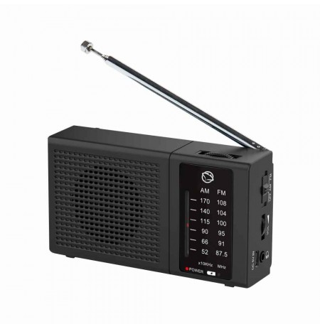 Manta MARDI120BK COSTA Portable FM/AM Radio with Built-in Rechargeable Battery, Black