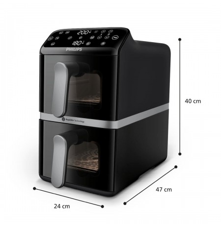 Philips 4000 series NA461/00 fryer Double 10 L Stand-alone 2750 W Hot air fryer Black, Silver