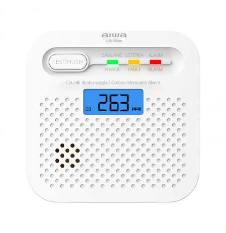 Aiwa Y100A-AA ANZEN S1 Carbon Monoxide Alarm, White
