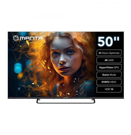 Manta MATV002LUV50 50" Smart VIDAA TV LED 4K UHD with S2 DVBT2 H Set-Top Box.265/HEVC BT HDR Wi-Fi
