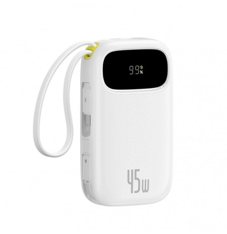 Power bank Baseus EnerFill FC31 QPow3 10000mAh 45W with display digital with 2 wbudowanymi kablami USB-C - white