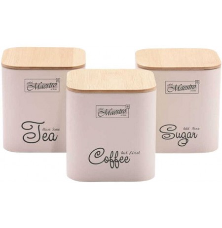 MAESTRO MR-1775-3S-IVORY set of 3 metal containers