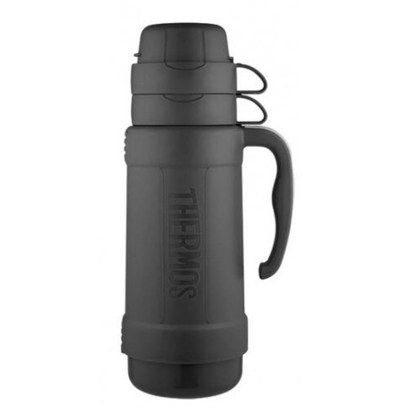 THERMOS glass thermos 1L with two cups - black