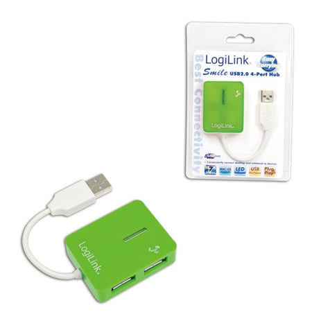 Logilink USB 2.0 Hub 4-Port, Smile, Green