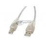 Cable Lanberg CA-USBA-12CC-0030-TR (USB 2.0 M - USB 2.0 type B M, 3m, transparent color)