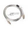 LANBERG USB 2.0 CABLE AM-BM 3M, FERRIT,TRANSPARENT