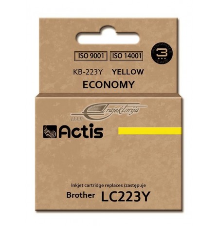 Rašalas Actis KB-223Y (skirta spausdintuvui Brother, pakaitalas LC223Y standard 10ml yellow)