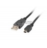Lanberg Mini USB to USB Type-A 2.0 Cable, 1.8 m | CA-USBK-10CC-0018-BK | Mini USB to USB Type-A