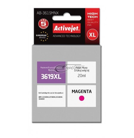 Rašalas Activejet AB-3619MNX (spausdintuvui Brother, pakaitalas LC3619M supreme 20ml magenta)