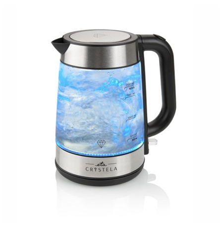 ETA Kettle ETA615390000 Standard kettle, Glass, Stainless steel/Black, 2200 W, 360° rotational base, 1.7 L