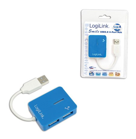 Logilink USB 2.0 Hub 4-Port, Smile, Blue