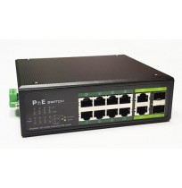 Industrinis PoE šakotuvas 100Mbps 8portų+2G uplink RJ45 arba SFP portai, -40 °C, IEEE802.3af/at