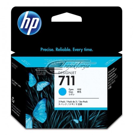 Rašalas HP   HP 711, HP711CZ134A, kompl. 3 vnt. mėlyna sp. CZ130A