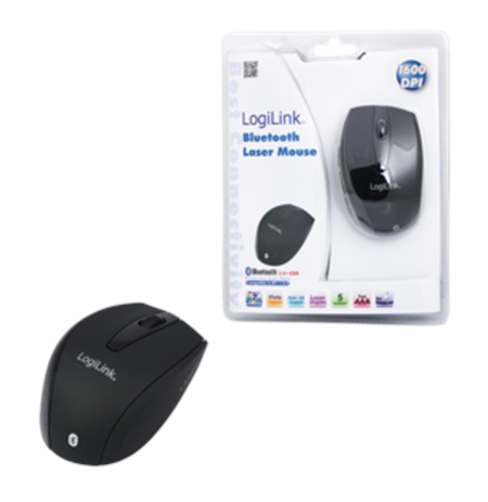 Logilink Maus Laser Bluetooth mit 5 Tasten wireless, Black, Bluetooth Laser Mouse