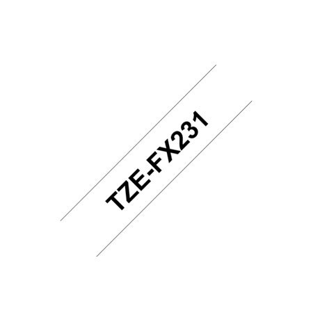 Brother TZe-FX231 Flexible ID Laminated Tape Black on White, TZe, 8 m, 1.2 cm