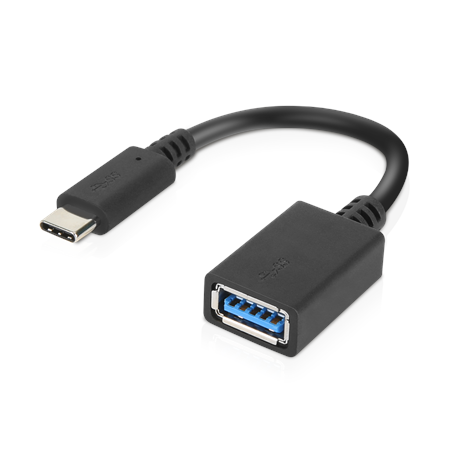 Lenovo 0.14 m, Black, USB-C to USB-A Adapter