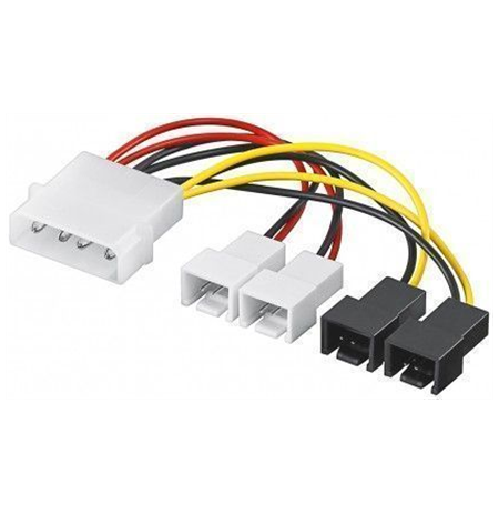 Goobay 93632 Power cable/adapter for PC fans 5.25 inch male to fan 2x 12 V/2x 5 V, 0.15 m