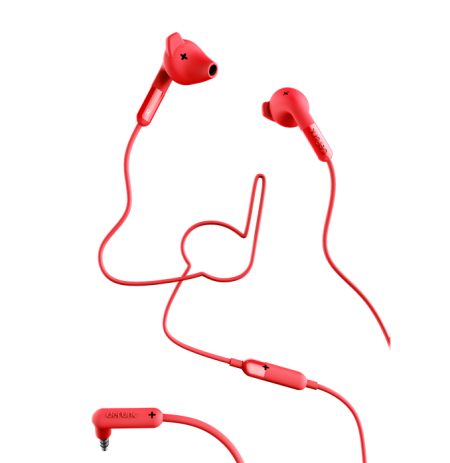 Ausinės DeFunc HYBRID į ausis, su mikrofonu, raudonos / D0043