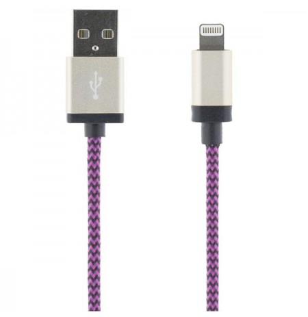 Mob. telefono kabelis STREETZ USB-Lightning iPhone, 1.0m, violetinis / IPLH-237