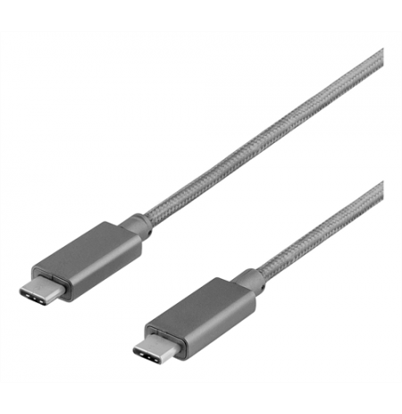 Mob. telefono kabelis DELTACO PRIME USB 3.1 "C-C", 1.0m, pilkas / USBC-1261