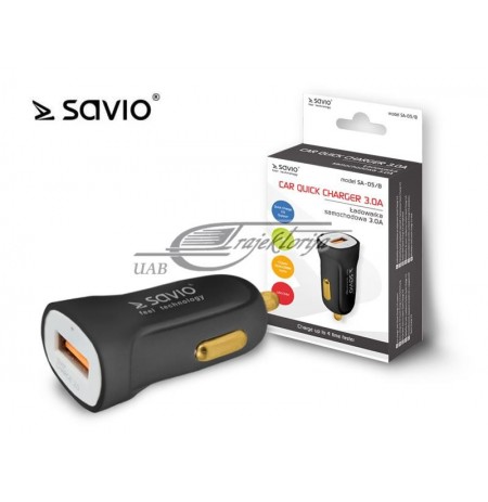 Car charger SAVIO  SA-05/B (3000 mA, USB)
