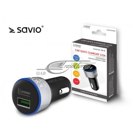 Car charger SAVIO  SA-06/B (3000 mA, USB)