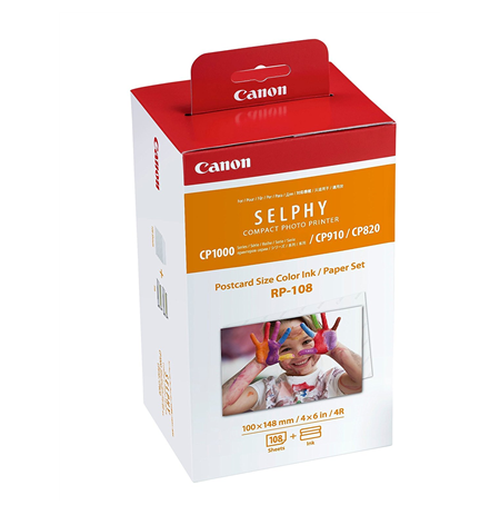 Canon Color Ink/Paper Set for SELPHY CP1300 Printer RP-108